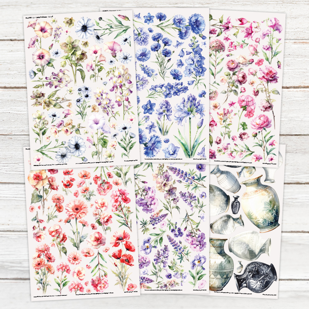 Highlight Luxe Bouquets in Bloom Resin Decal Sheet Bundle