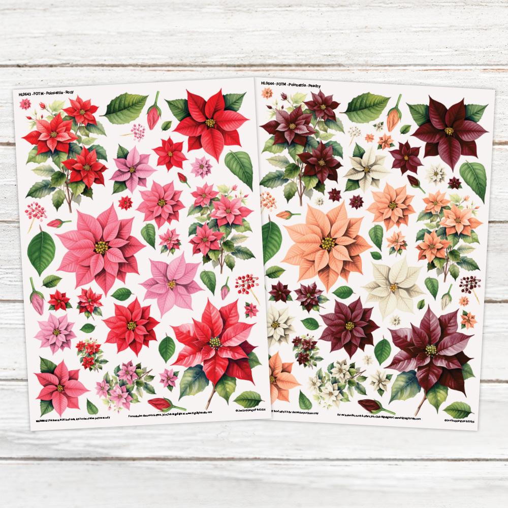 Highlight Luxe Flower of the Month Poinsettia Resin Decal Sheet Bundle