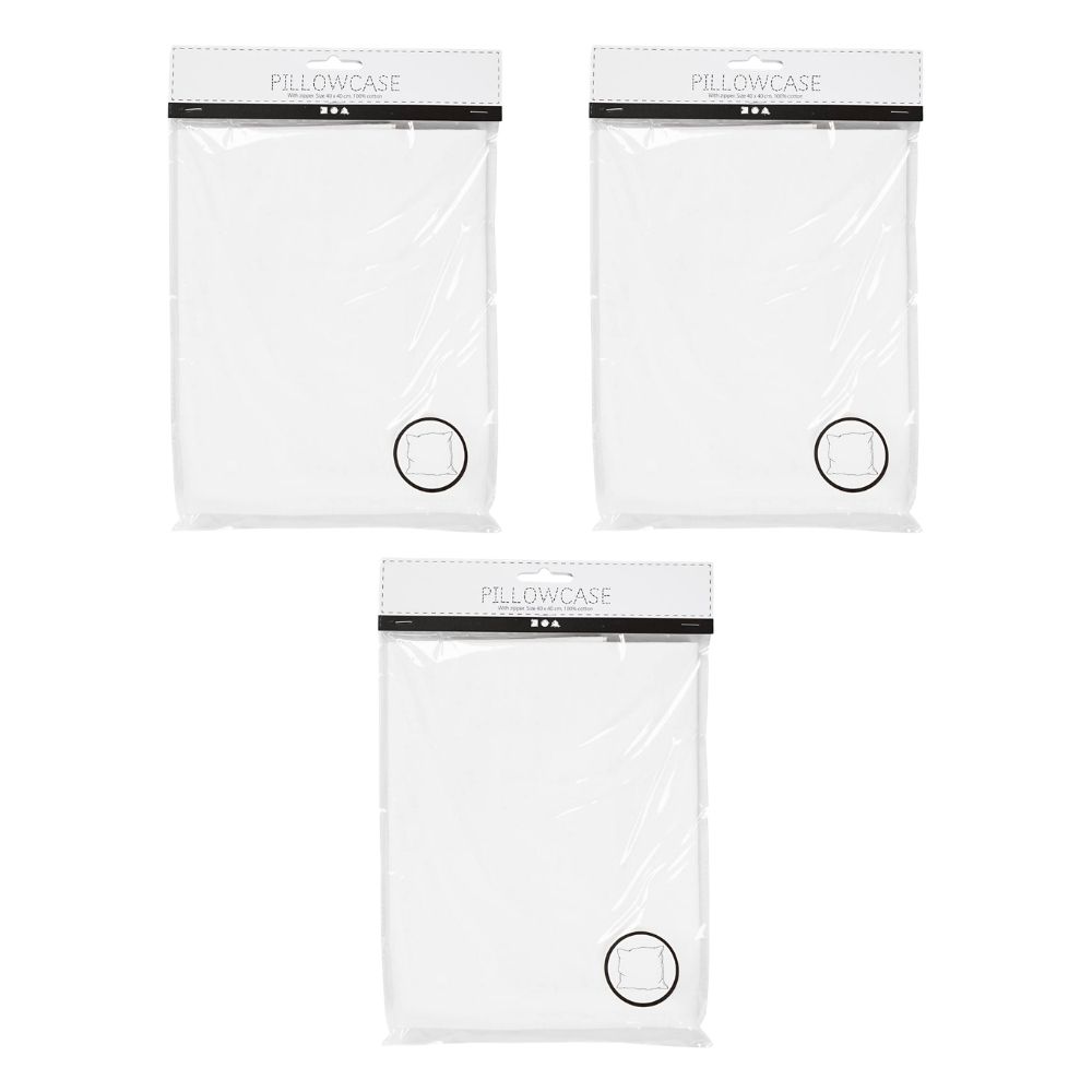 Creativ Square Pillowcase Triple Bundle (40cmx40cm) - White