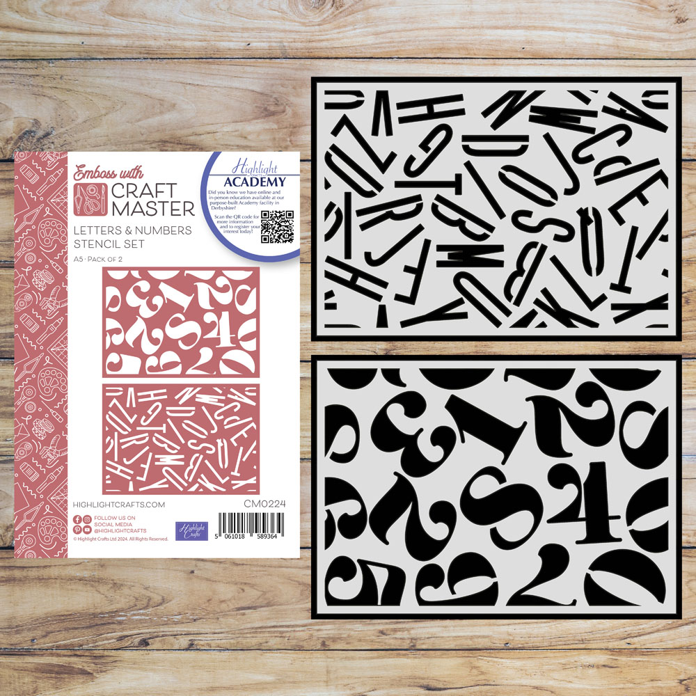 Emboss with Craft Master Letters & Numbers A5 Stencil Set