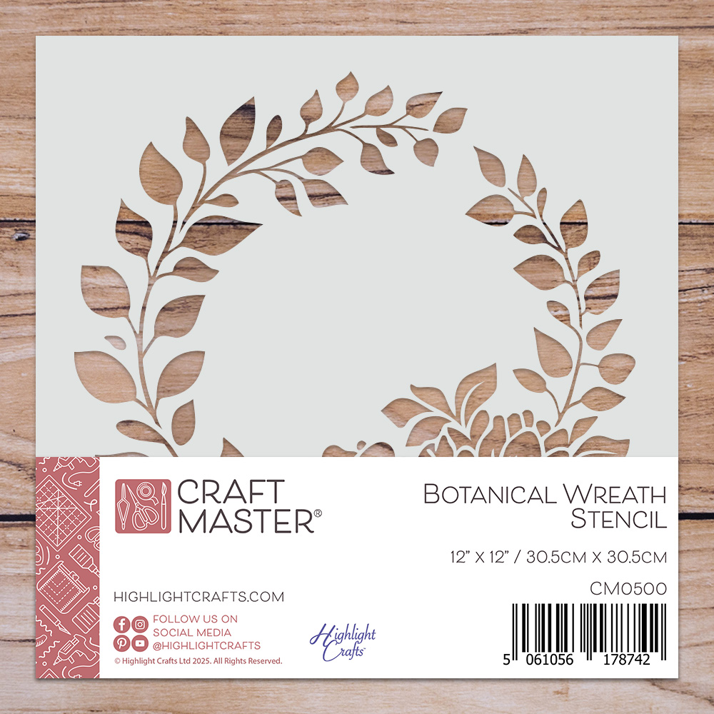 Craft Master Botanical Wreath 12x12 Stencil