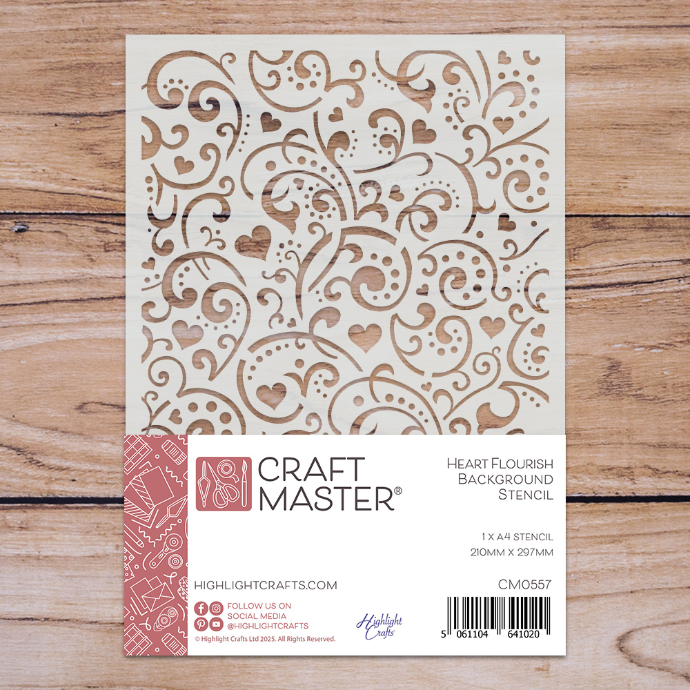 Craft Master Heart Flourish A4 Stencil