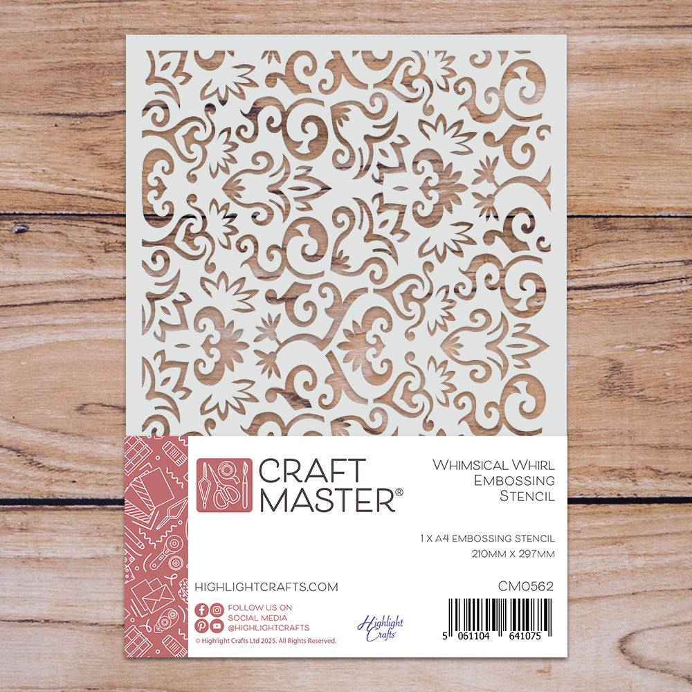 Craft Master Whimsical Whirl A4 Embossing Stencil