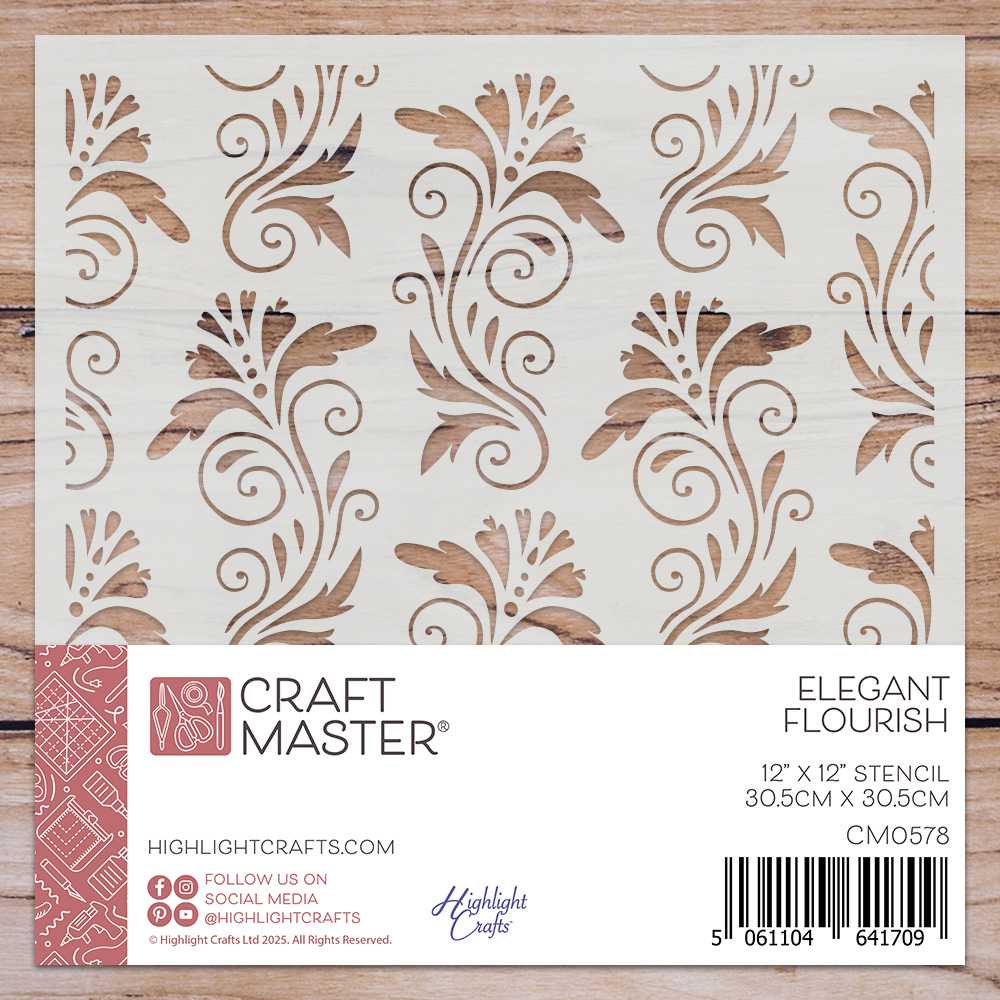 Craft Master Elegant Flourish 12x12 Stencil