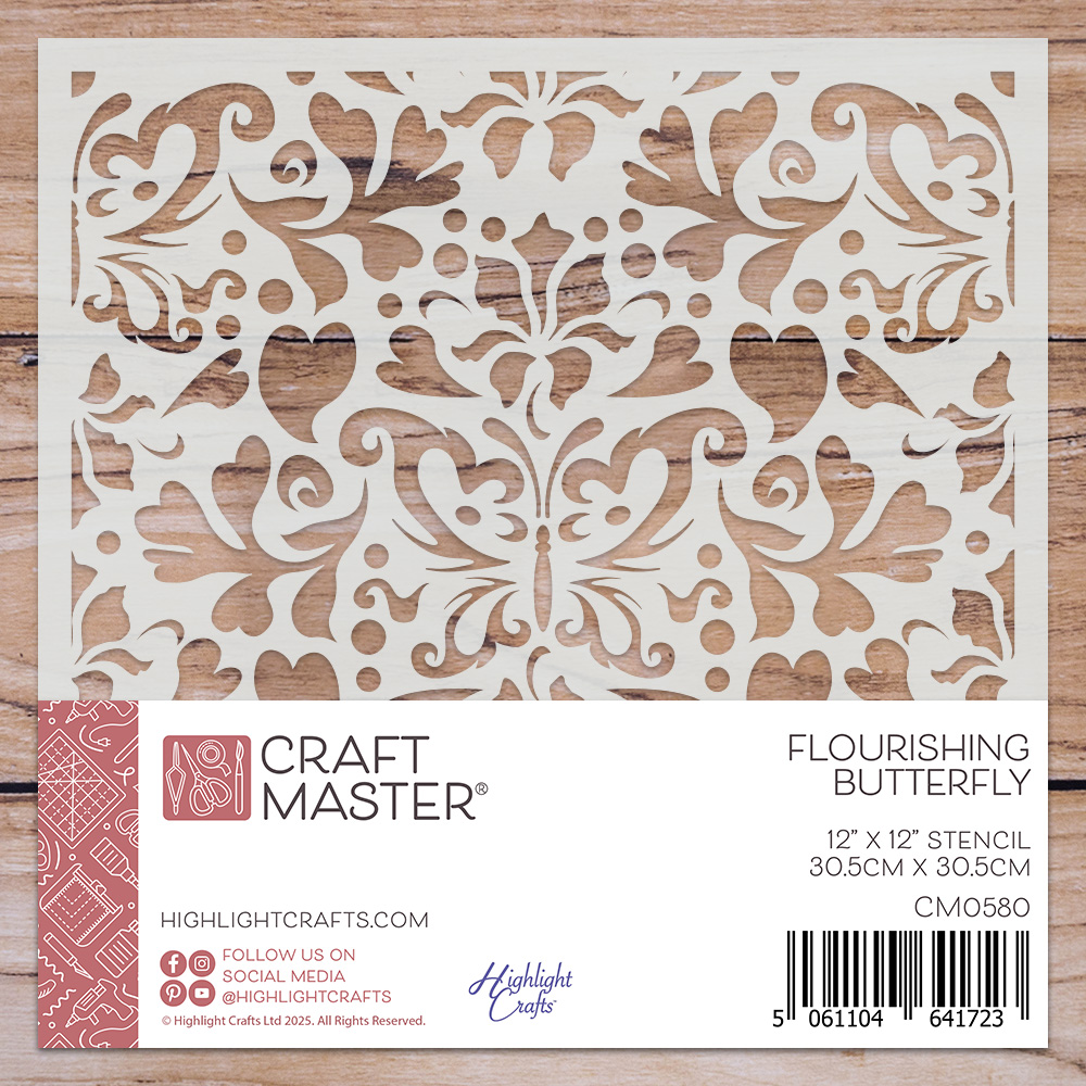 Craft Master Flourishing Butterfly 12x12 Stencil