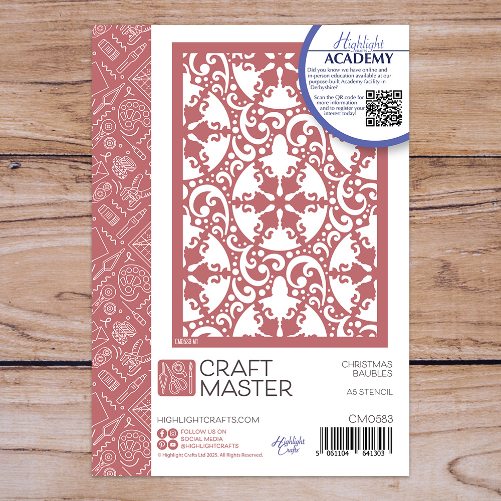 Craft Master Christmas Baubles A5 Stencil