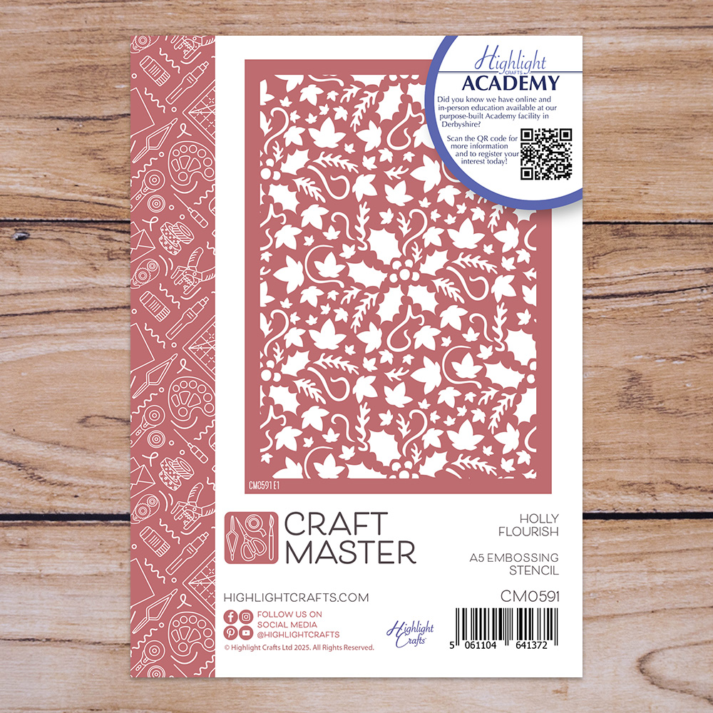Craft Master Holly Flourish A5 Embossing Stencil