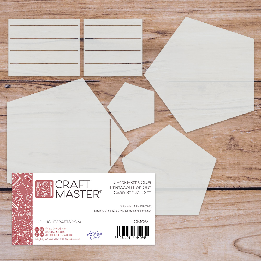 Craft Master Cardmakers Club Pentagon Pop Up Card Stencil Set