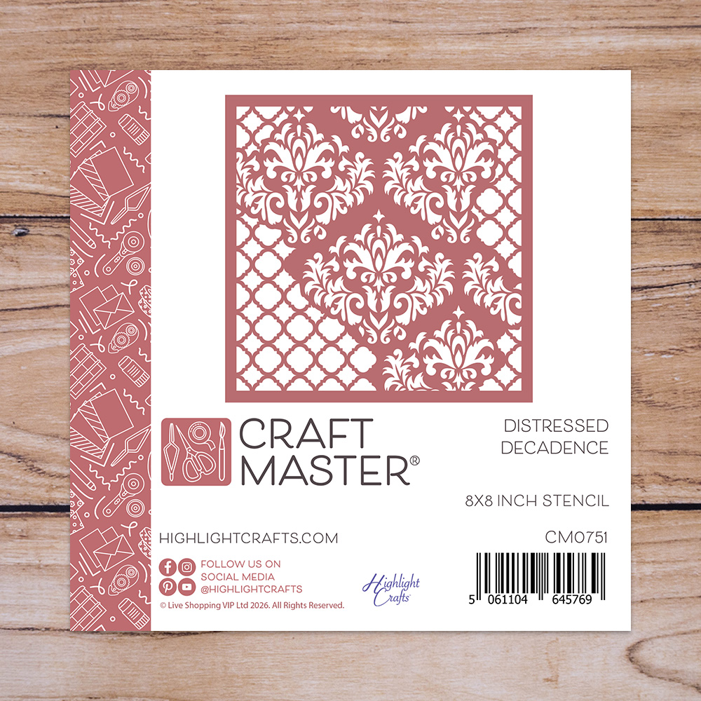 Craft Master Distressed Decadence 8x8 Stencil