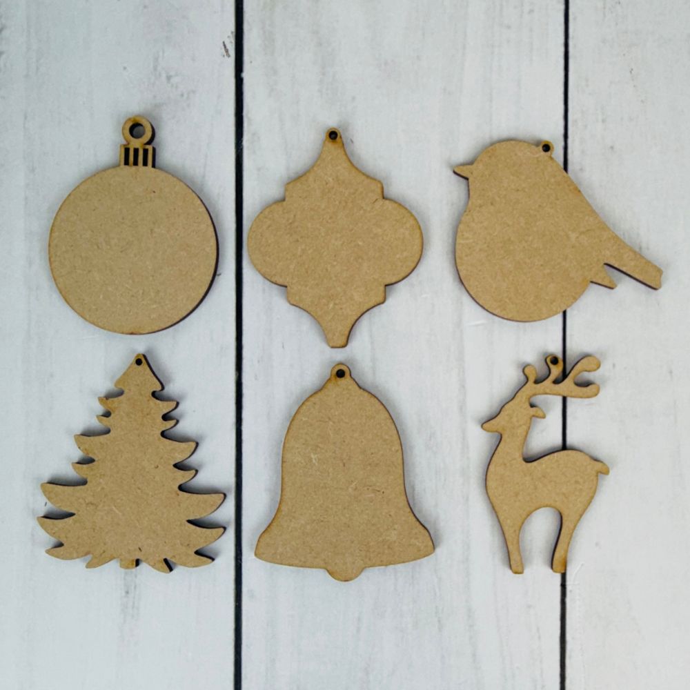 Craft Master MDF Blank Christmas Embellishments - Small (approx 7cm - 6pcs)