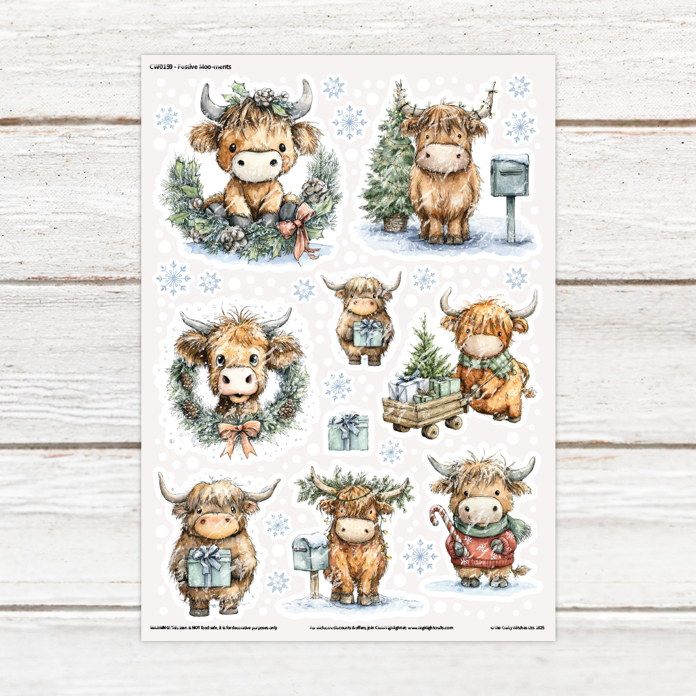 The Crafty Witches Festive Moo-ments Luxe Decal Sheet