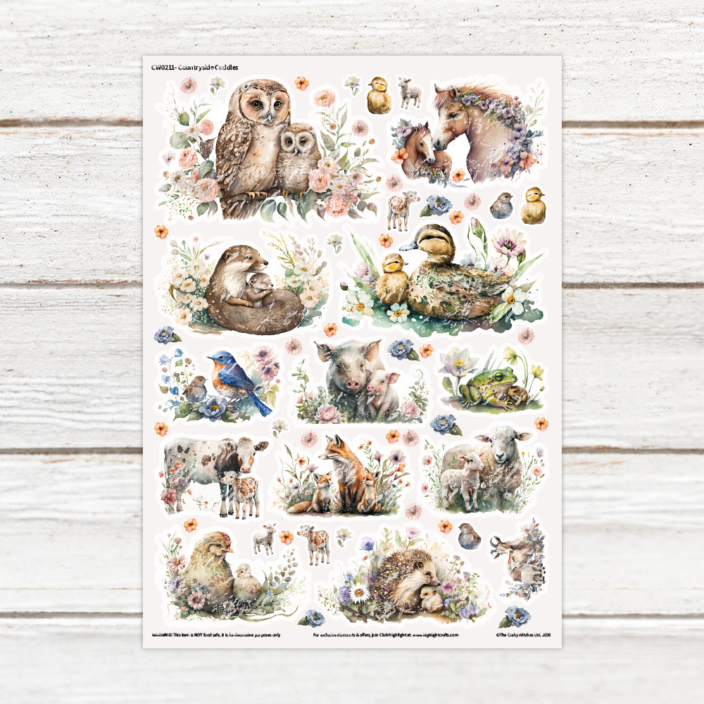 The Crafty Witches Countryside Cuddles Luxe Decal Sheet