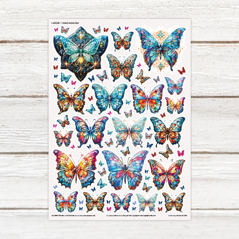The Crafty Witches Boldest Butterflies Luxe Decal Sheet