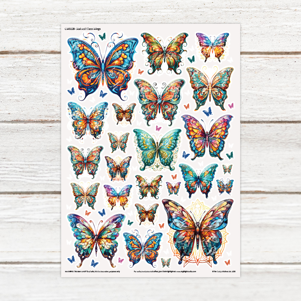 The Crafty Witches Stained Glass Wings Luxe Decal Sheet