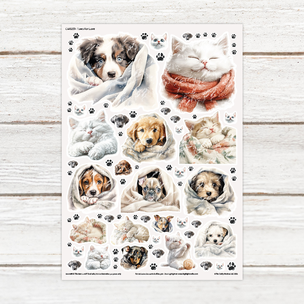 The Crafty Witches Paws for Love Luxe Decal Sheet