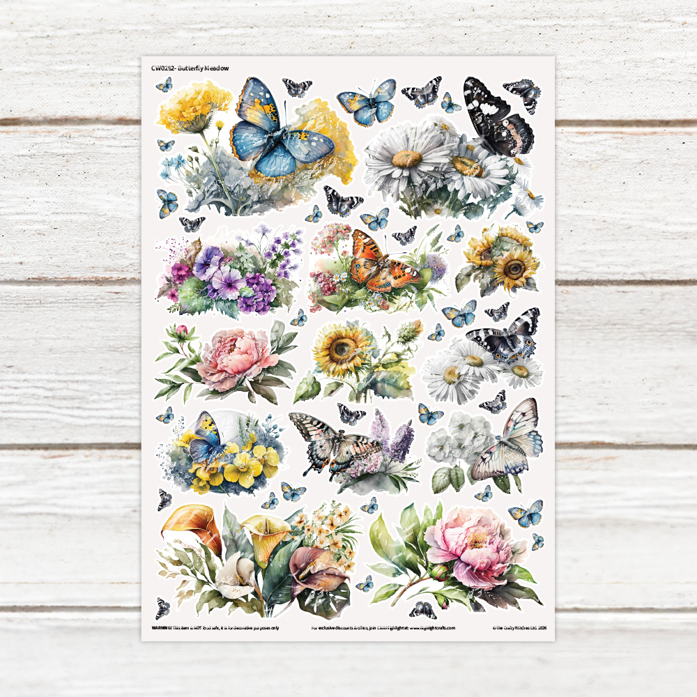 The Crafty Witches Butterfly Meadow Luxe Decal Sheet