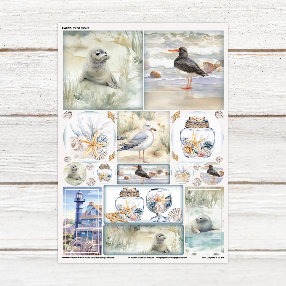 The Crafty Witches Sweet Shores Luxe Decal Sheet