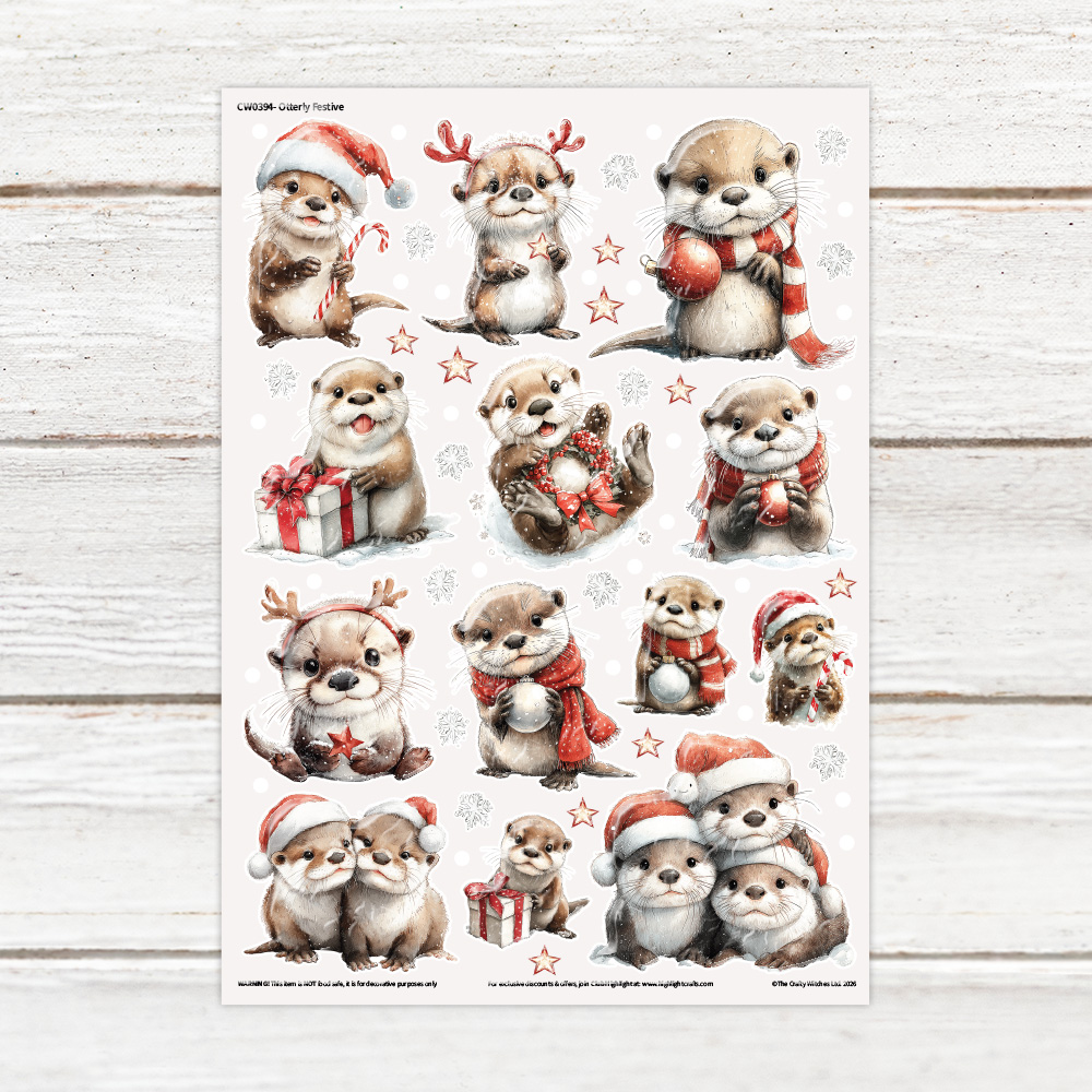 The Crafty Witches Otterly Festive Luxe Decal Sheet
