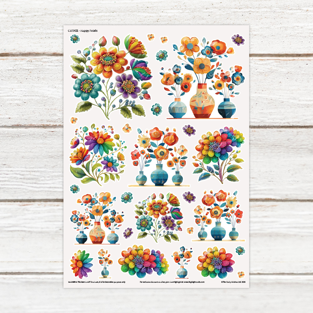 The Crafty Witches Happy Petals Luxe Decal Sheet