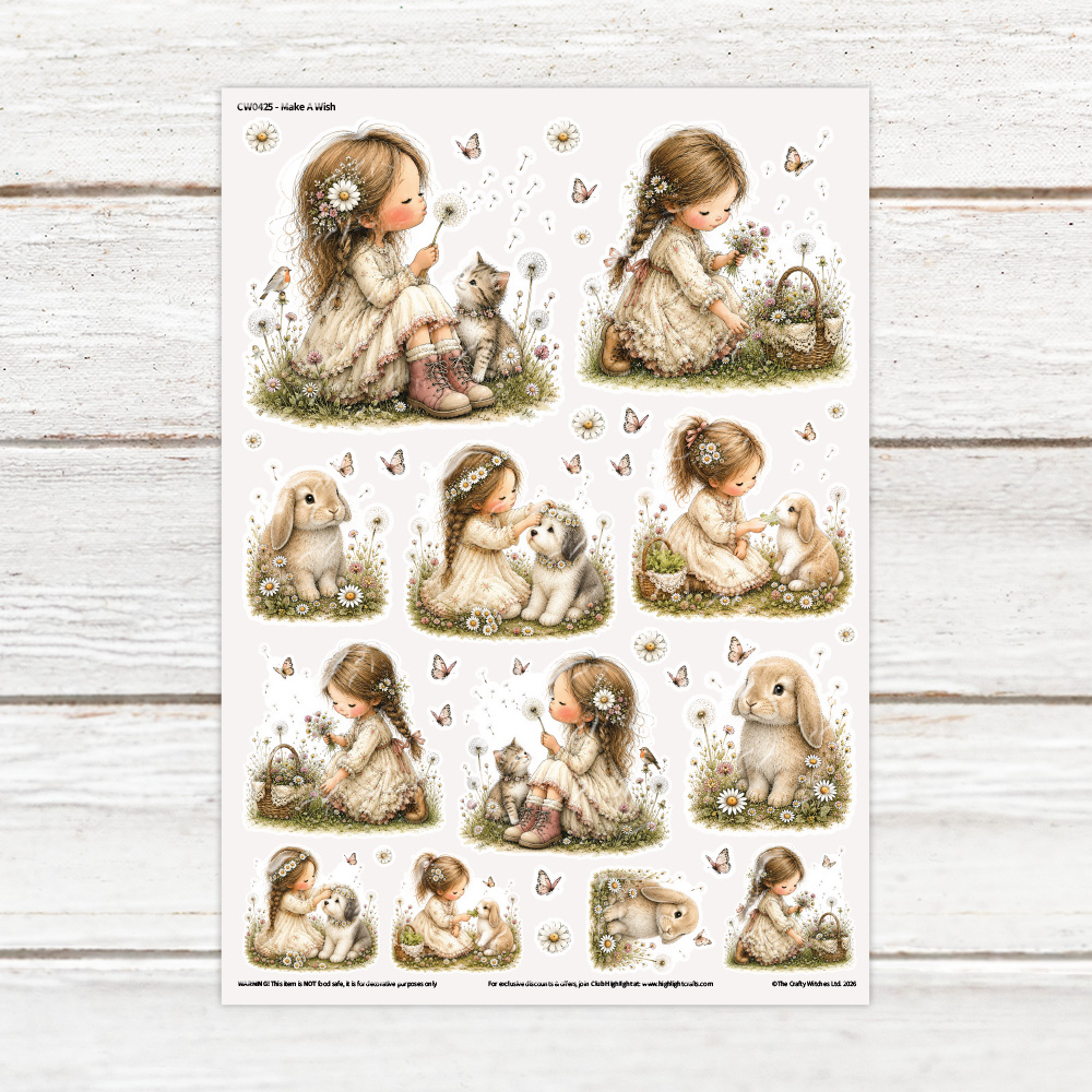 The Crafty Witches Make A Wish Luxe Decal Sheet