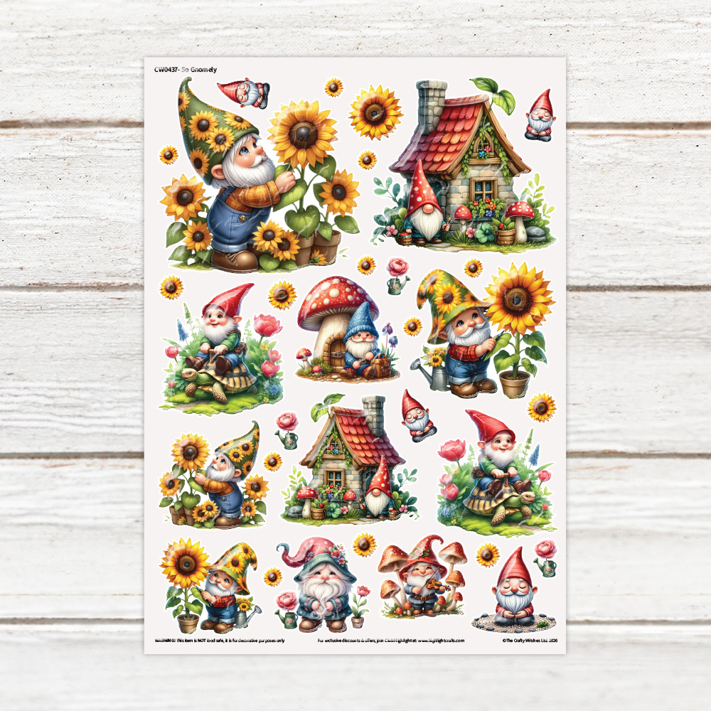 The Crafty Witches So Gnomely Luxe Decal Sheet
