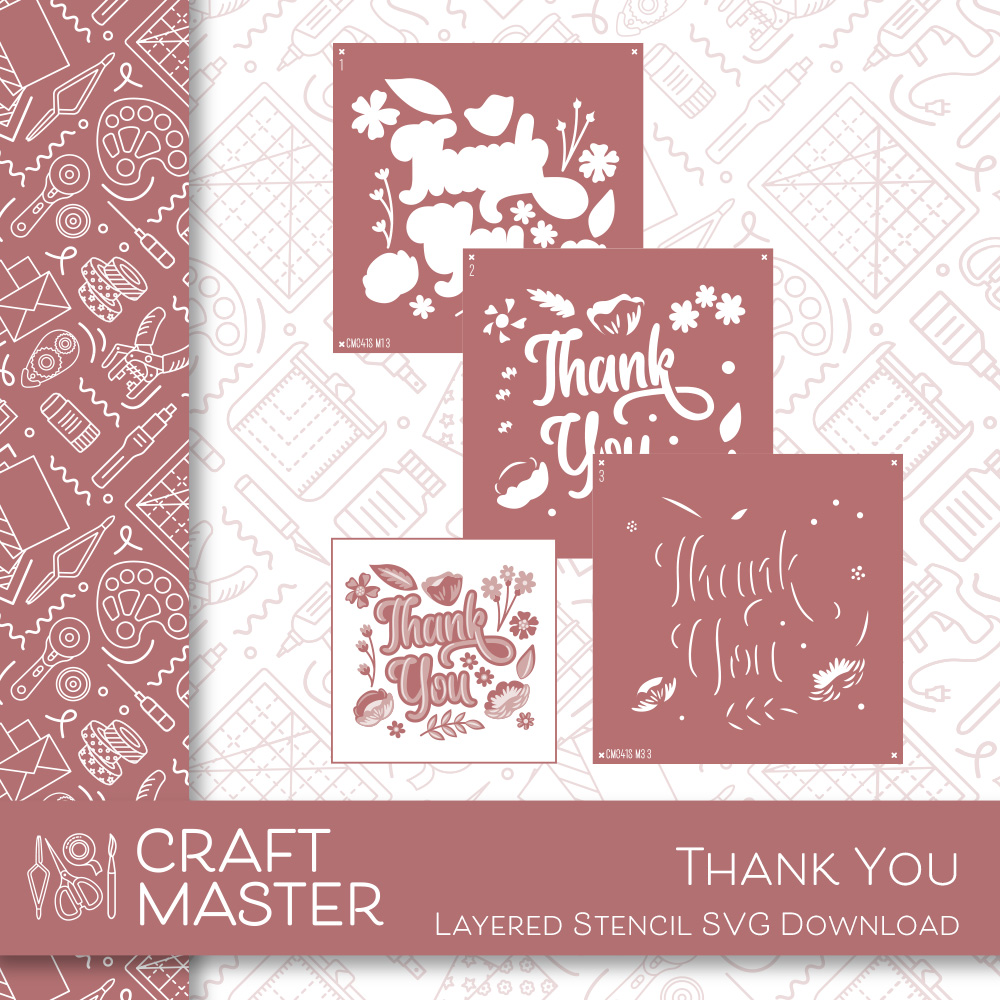 Craft Master Thank You Layered Stencil SVG Download