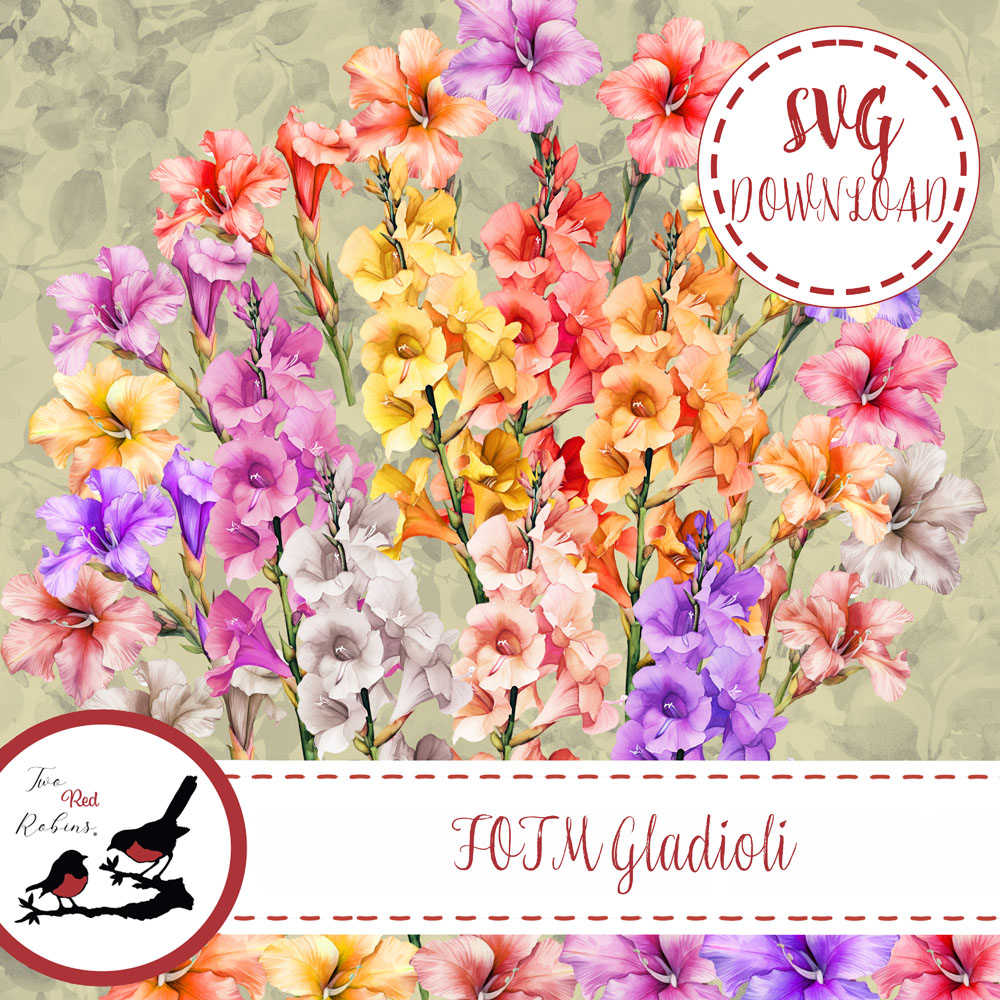 Two Red Robins Flower of the Month Gladioli SVG Download