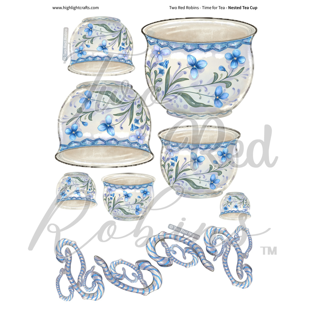 Two Red Robins Nested Tea Cup Reflections Download 2