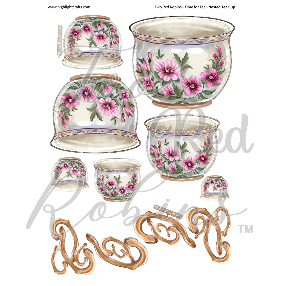 Two Red Robins Nested Tea Cup Reflections Download 3