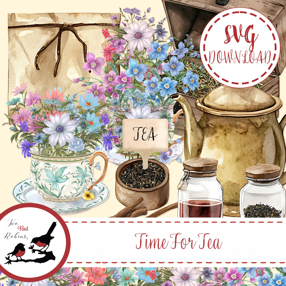 Two Red Robins Time for Tea SVG Download