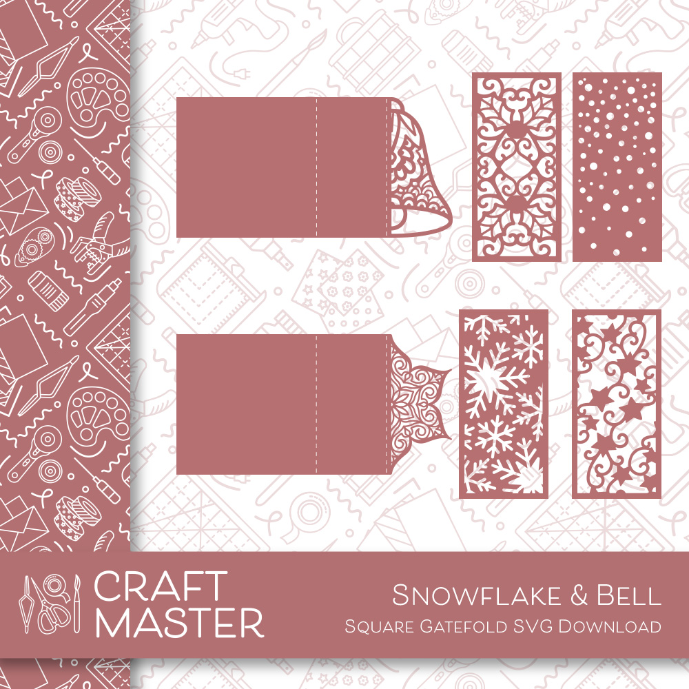 Craft Master Snowflake & Bell Square Gatefold SVG Download