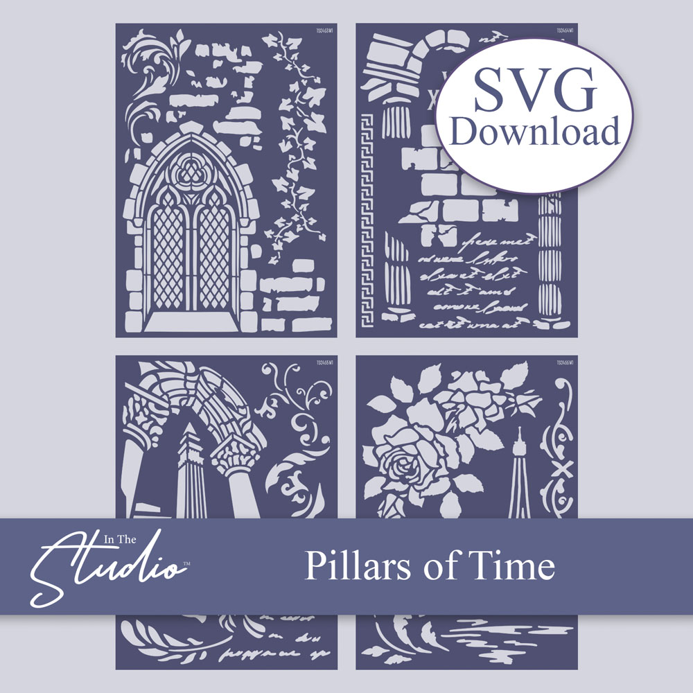 In The Studio Pillars of Time Stencils SVG Download
