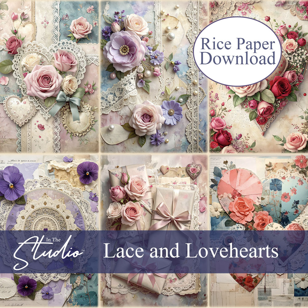 In The Studio Lace & Lovehearts Mini Rice Paper Download