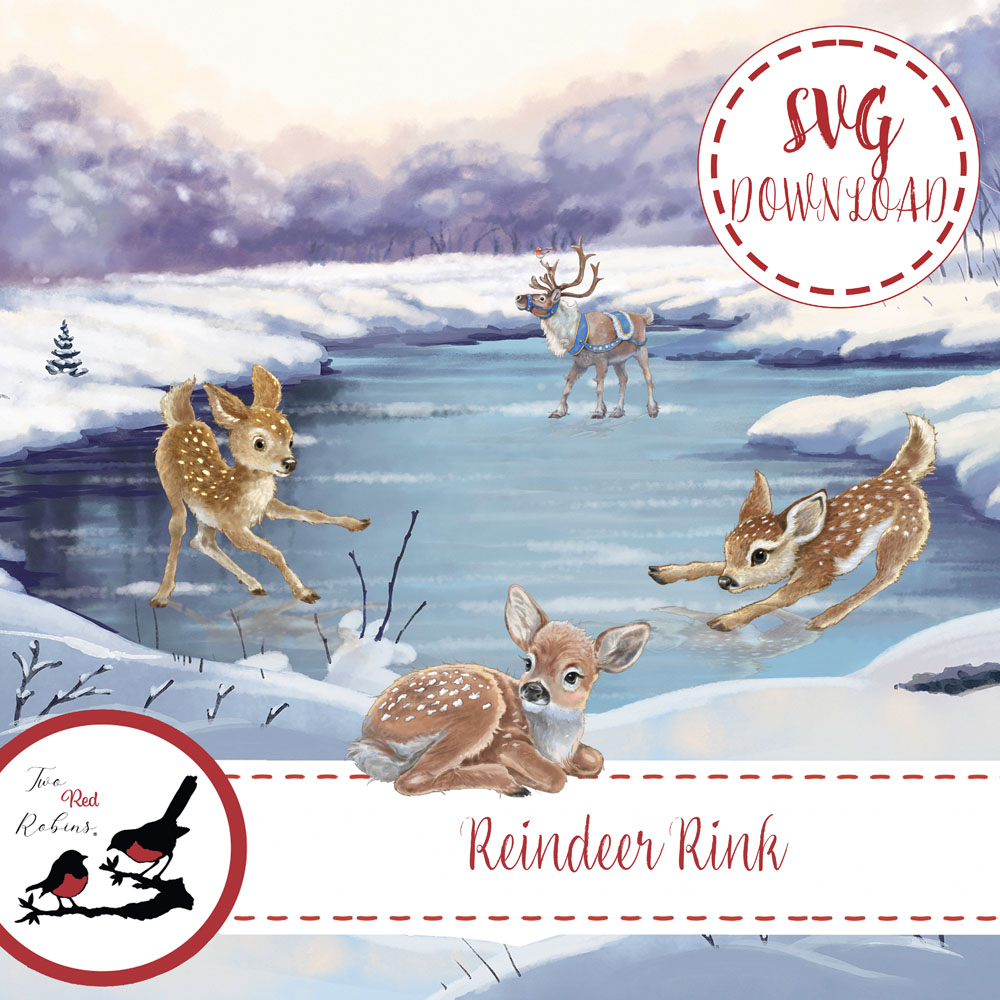Two Red Robins Reindeer Rink SVG Download