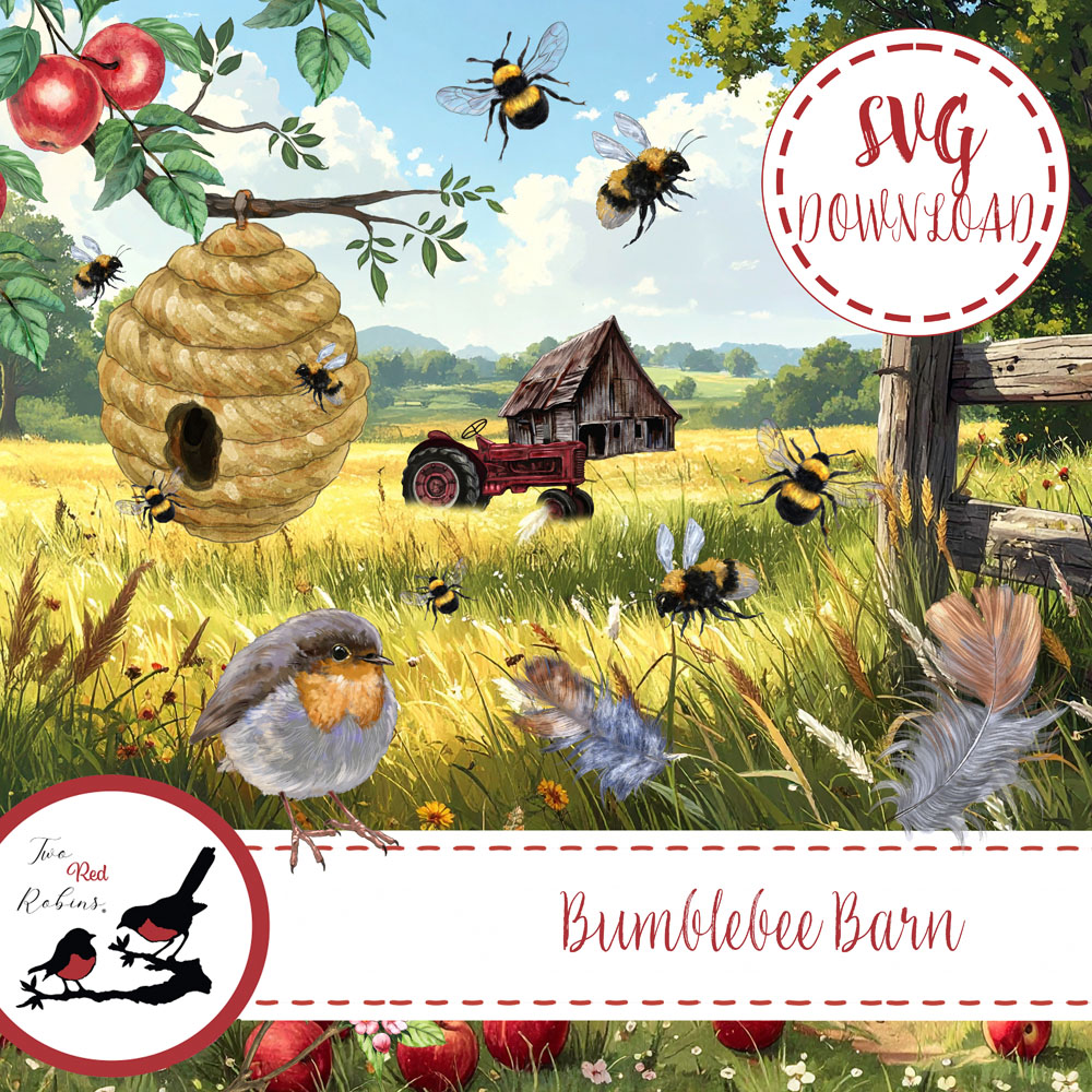 Two Red Robins Bumblebee Barn SVG Download