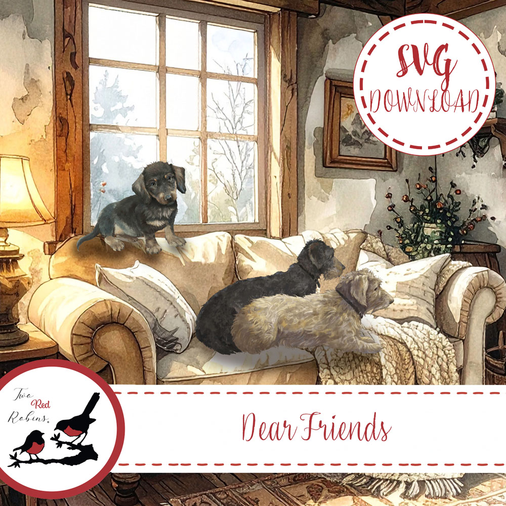 Two Red Robins Dear Friends SVG Download