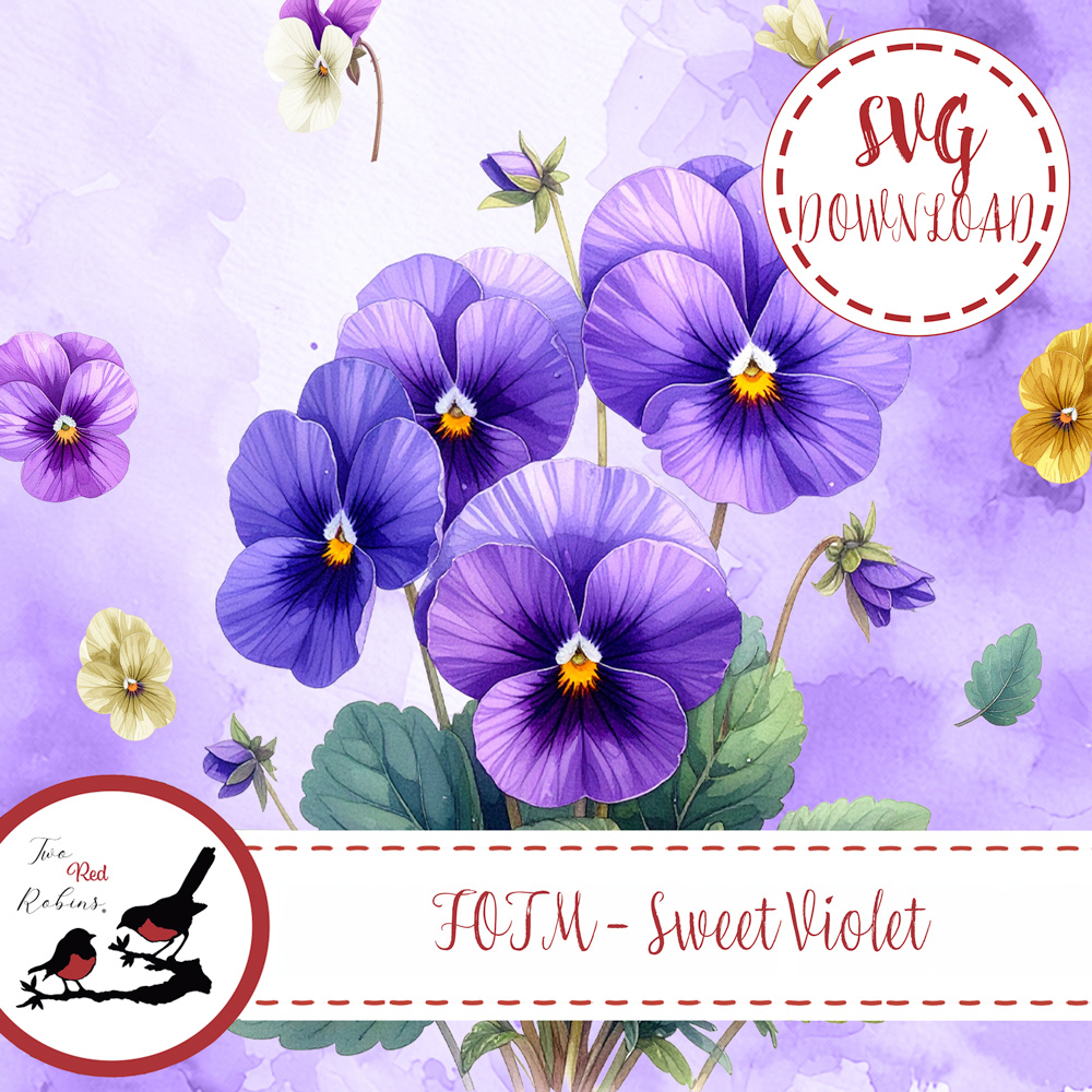 Two Red Robins Flower of the Month Sweet Violets SVG Download