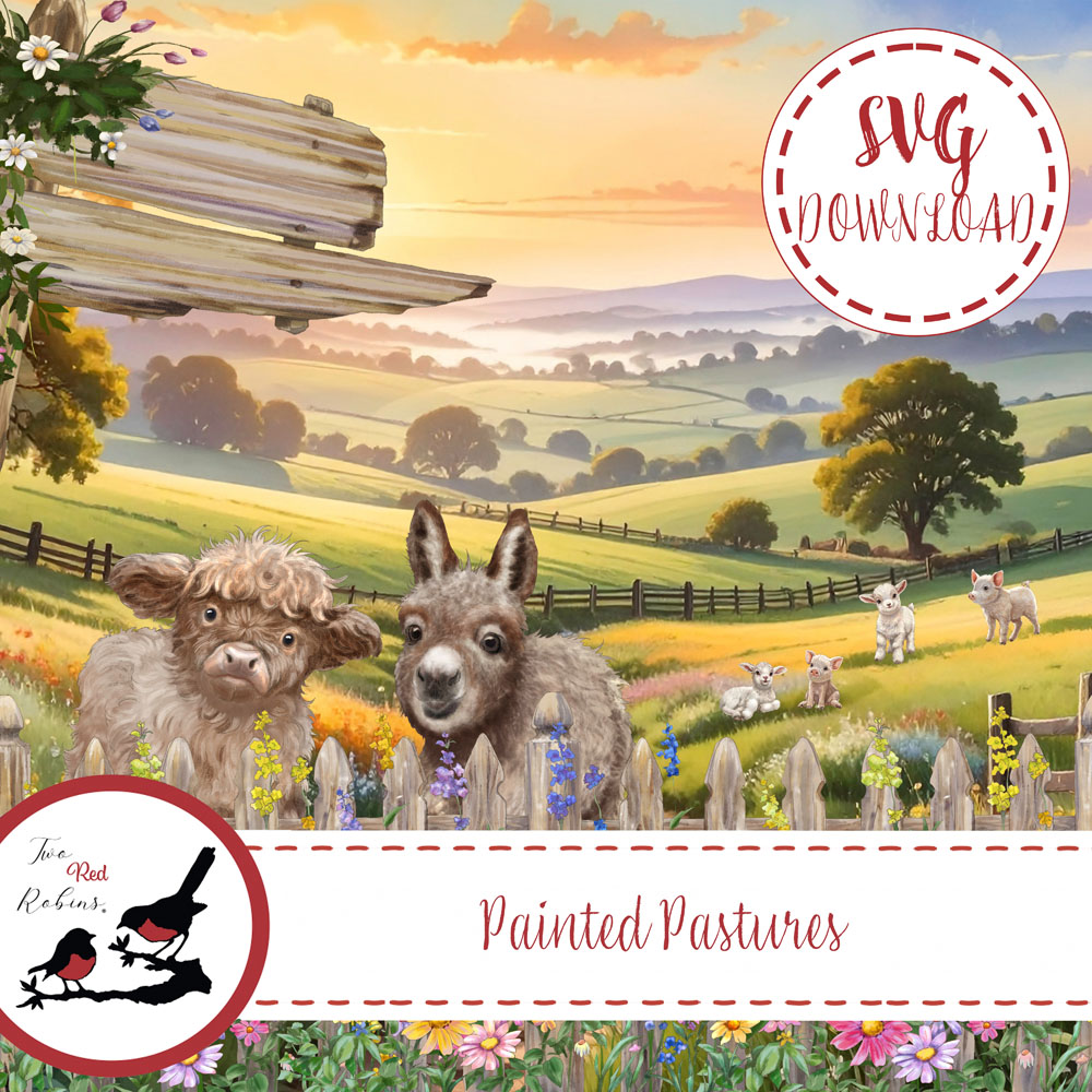 Two Red Robins Painted Pastures SVG Download