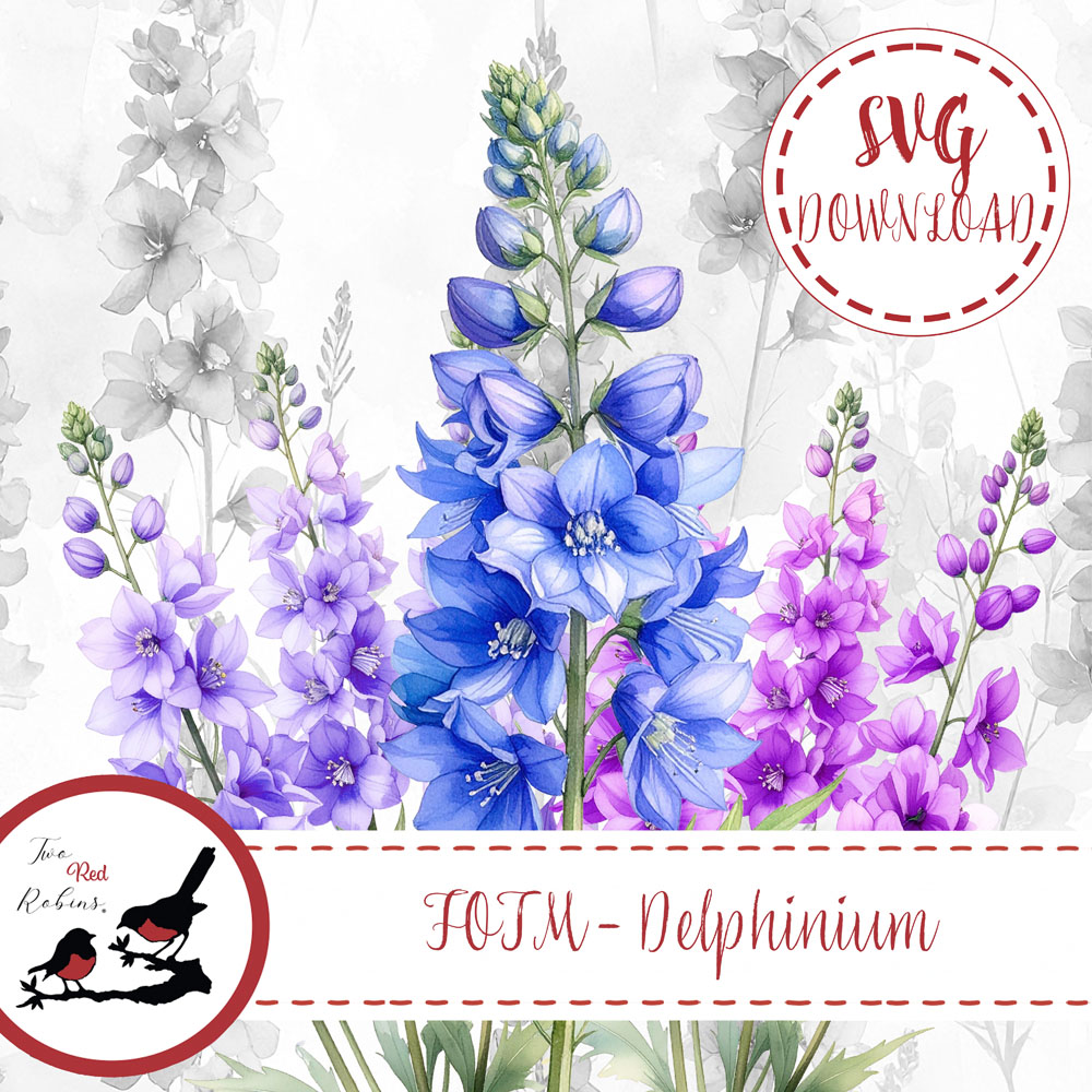 Two Red Robins Flower of the Month Delphinium SVG Download