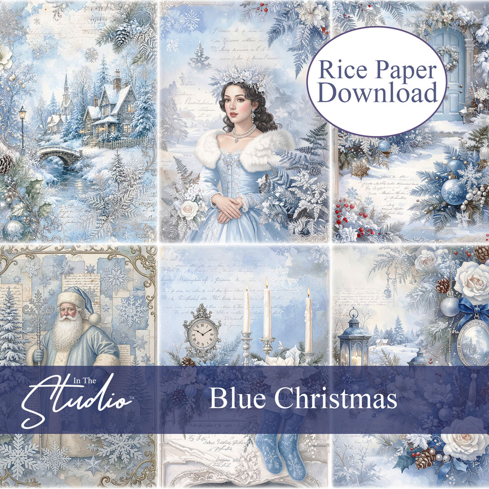 In The Studio Blue Christmas Mini Rice Paper Download