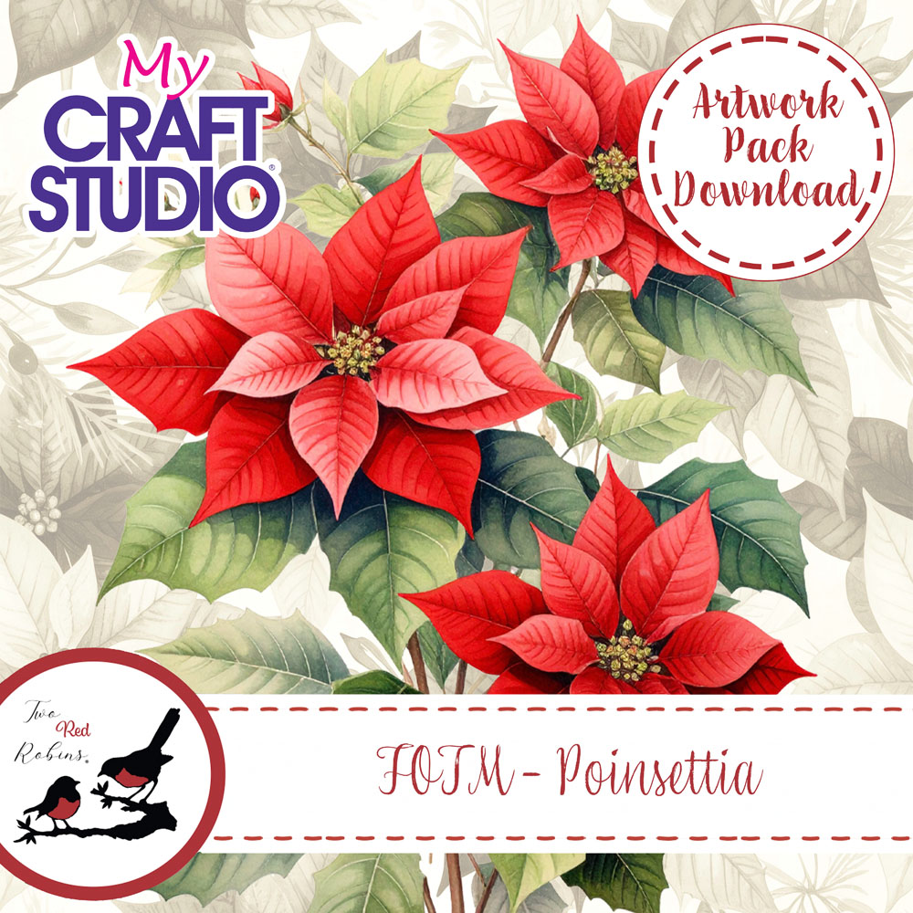Two Red Robins Flower of the Month Poinsettia Artwork Pack Download