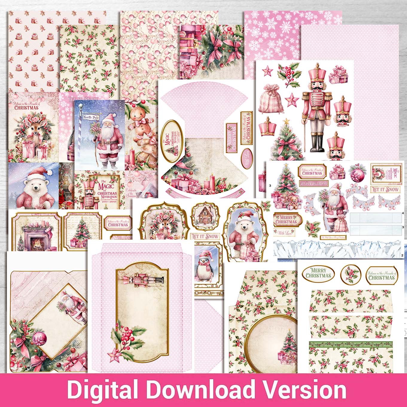 Debbi Moore Designs Dreaming of a Pink Christmas Digital Download kit