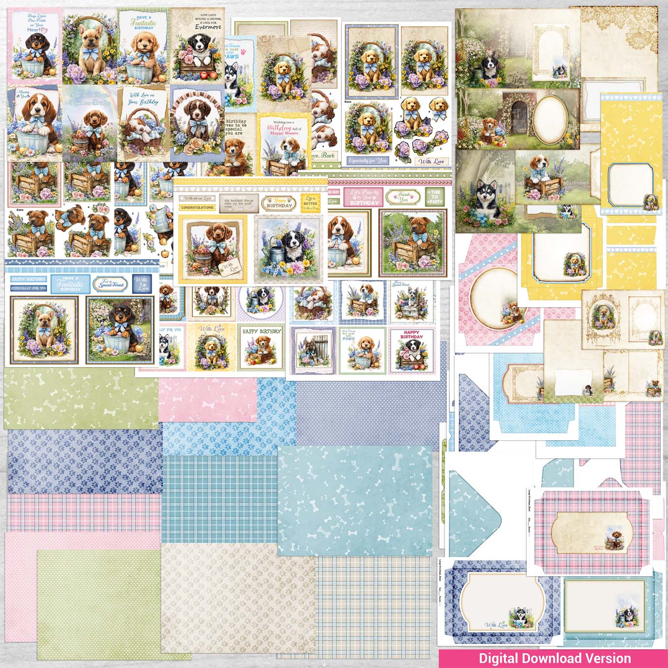 Debbi Moore Designs - Puppies Cardmaking Kit with Free envelope and Insert download