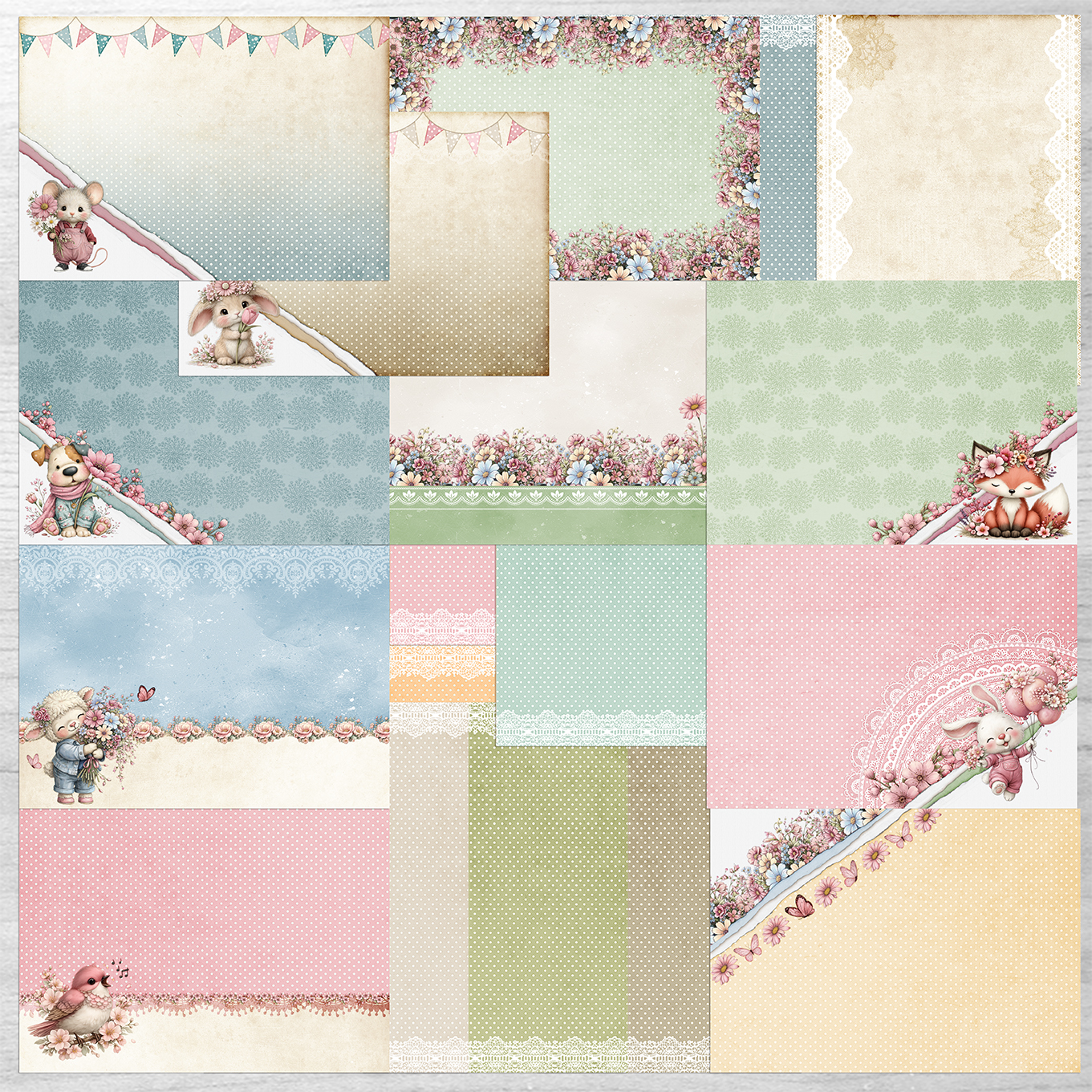Debbi Moore Designs - Blossom Buddies Backing Paper kit