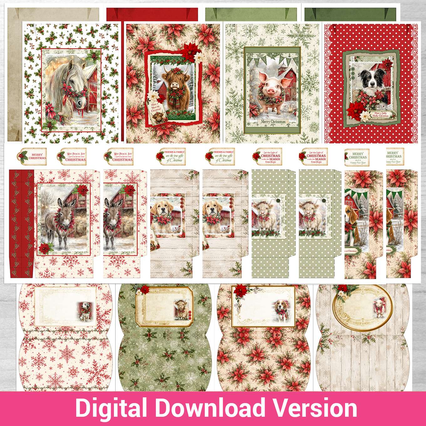 Debbi Moore Designs - Christmas at Holly Farm Bags & Boxes Digital Download