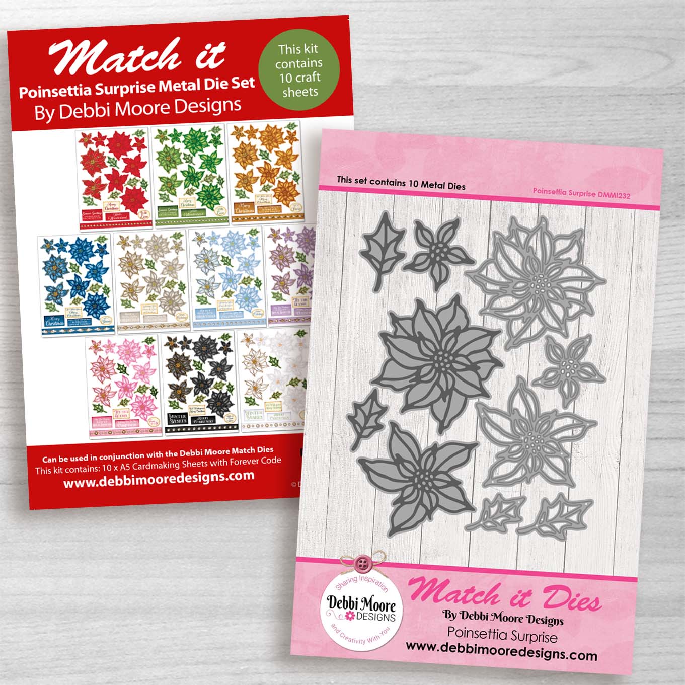 Debbi Moore Designs - Christmas Poinsettia Die Set and Match It Papers