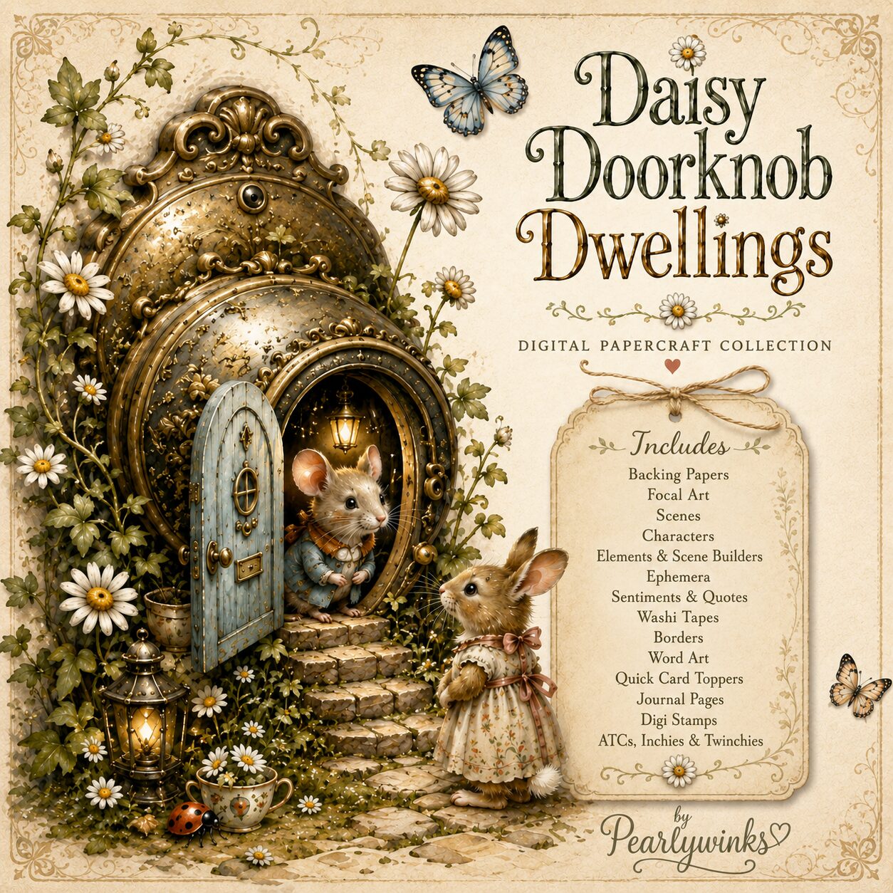 Pearlywinks - Daisy Doorknob Dwellings Digital Download