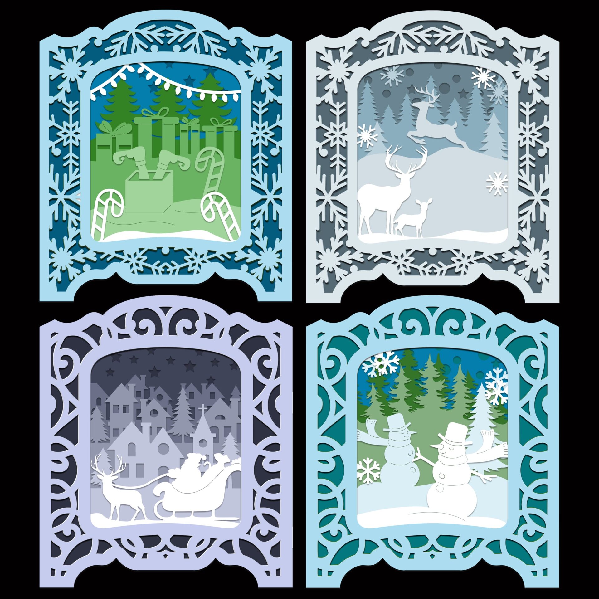 The Crafty Witches Festive Shadow Boxes SVG Download