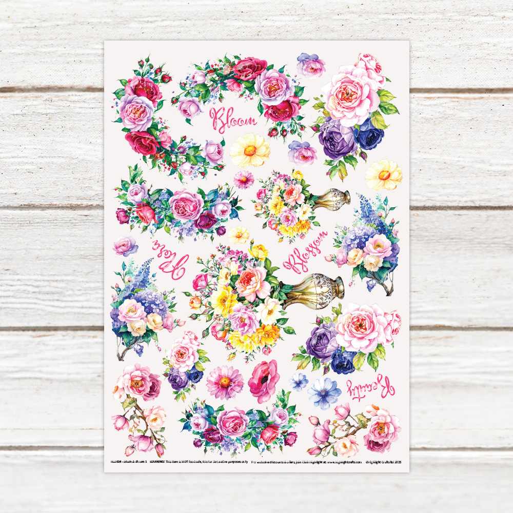 Highlight Luxe Blush & Bloom Resin Decal Sheet