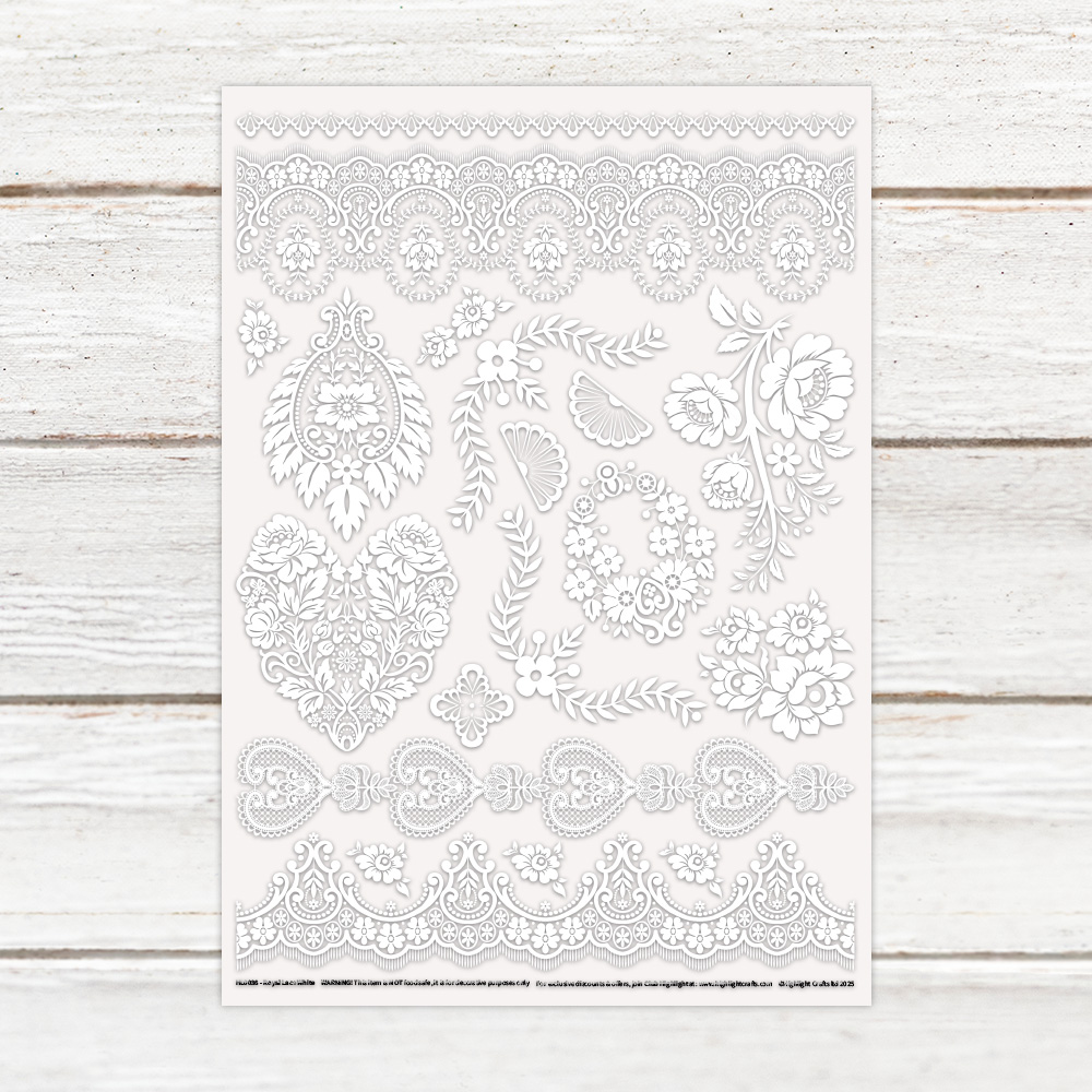 Highlight Luxe Royal Lace White Resin Decal Sheet